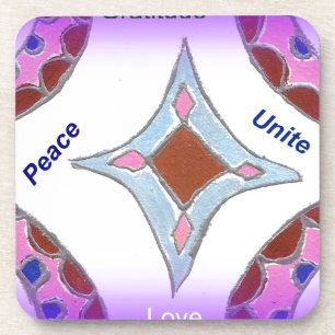 Dessous-de-verre "Gratitude Peace Love Unite" Mandala Art Imprimer