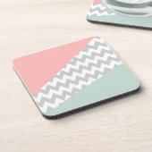 Dessous-de-verre Gray Chevron Mint et Coral (Côté gauche)