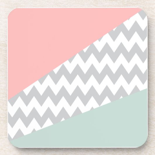 Dessous-de-verre Gray Chevron Mint et Coral (Devant)
