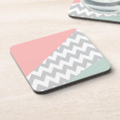 Dessous-de-verre Gray Chevron Mint et Coral (Côté gauche)