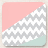 Dessous-de-verre Gray Chevron Mint et Coral (Devant)