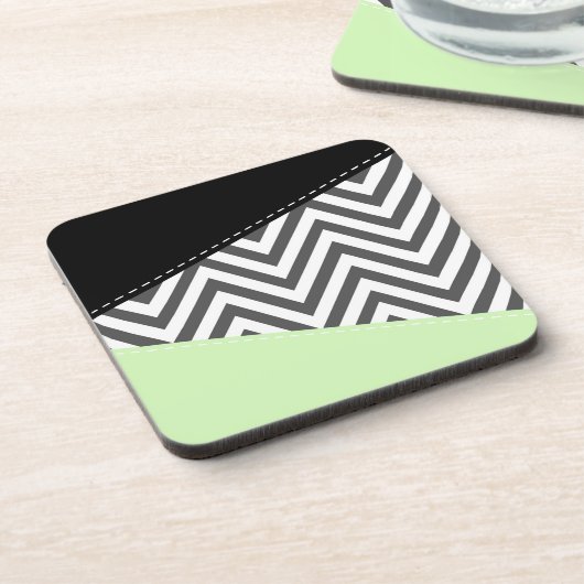Dessous-de-verre Gray Zigzag, Gray Chevron, Zigzag Pattern, Mint (Côté gauche)