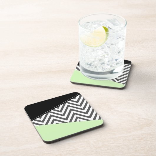 Dessous-de-verre Gray Zigzag, Gray Chevron, Zigzag Pattern, Mint (Côté Droit)