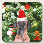 Dessous-de-verre Great Dane w Christmas Tree Cadeaux Boîtes de Noël (Devant)