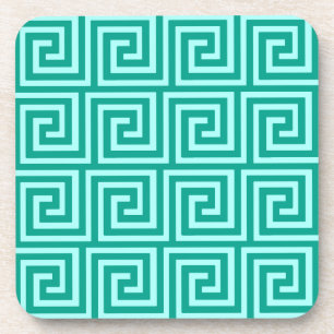 Dessous-de-verre Greek Key, turquoise and aqua