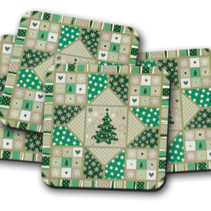 Dessous-de-verre Green Christmas Quilt   Ensemble de Dessous de ver