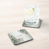 Dessous-de-verre Green Leaves Black Olive Elegant Wedding Party (Côté Droit)