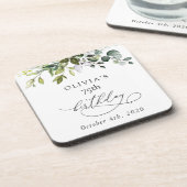 Dessous-de-verre Greenery, Eucalyptus Leaves, Boho, Birthday (Côté gauche)