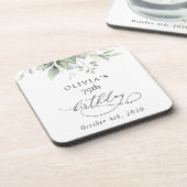 Dessous-de-verre Greenery, Eucalyptus Leaves, Boho, Birthday (Côté gauche)