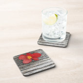 Dessous-de-verre Gris Avec Beverage Fleur Rouge Caster (Côté Droit)