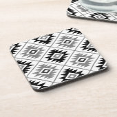 Dessous-de-verre Gris blanc noir stylisé de Ptn de symbole aztèque (Côté gauche)