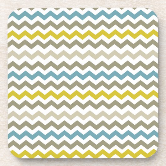 Dessous-de-verre Gris bleu jaune de mod Chevron moderne (Devant)