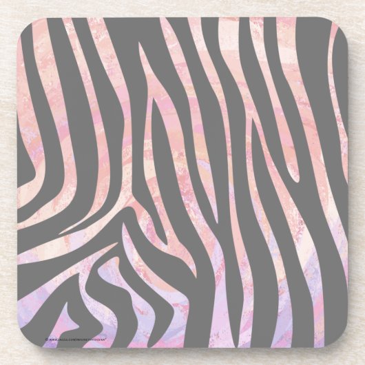 Dessous-de-verre Gris clair et rose Zebra (Devant)