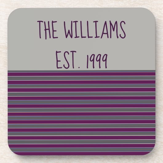 Dessous-de-verre Gris mou et bandes violettes (Devant)