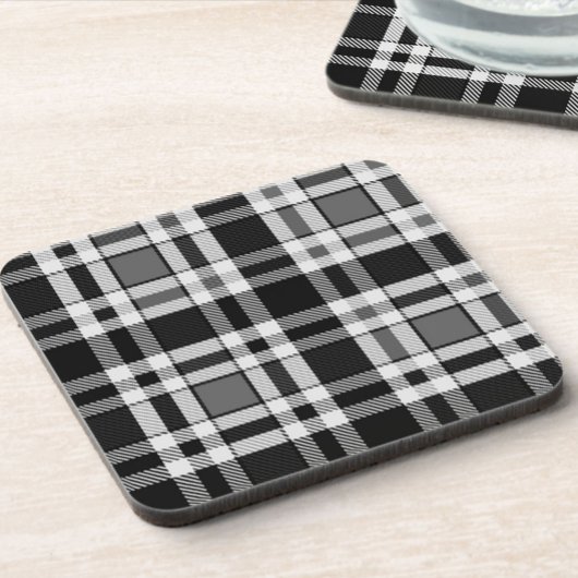 Dessous-de-verre Gris Noir Blanc Flanné Plaid Tartan Design