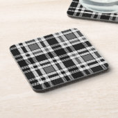 Dessous-de-verre Gris Noir Blanc Flanné Plaid Tartan Design (Côté gauche)