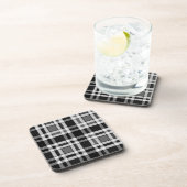 Dessous-de-verre Gris Noir Blanc Flanné Plaid Tartan Design (Côté Droit)