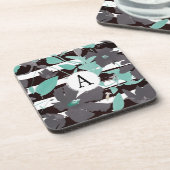 Dessous-de-verre Gris Turquoise monogramme (Côté gauche)