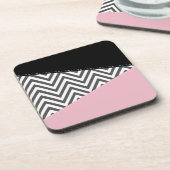 Dessous-de-verre Gris Zigzag, Gris Chevron, Motif Zigzag, Rose (Côté gauche)