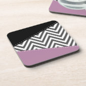 Dessous-de-verre Gris Zigzag, Gris Chevron, Motif Zigzag, Violet (Côté gauche)
