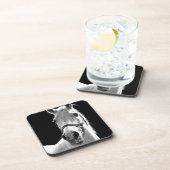 Dessous-de-verre Gros plan Cheval blanc noir en nuit (Côté Droit)