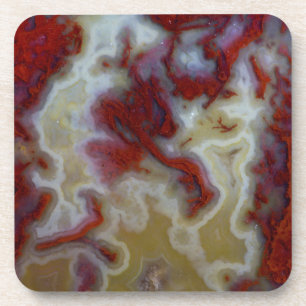 Dessous-de-verre Gros plan sur une dalle d'agate mousse rouge