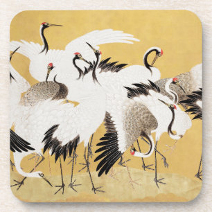 Dessous-de-verre Grupe de grues japonaises Vintage Oiseau Riche Cla