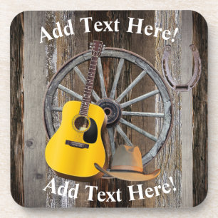 Dessous-de-verre Guitare Cowboy casquette Wagon Wheel Horseshoe