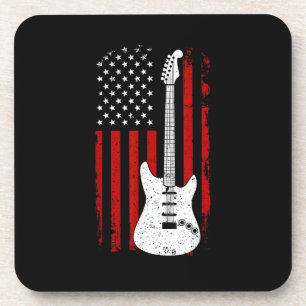 Dessous-de-verre Guitare Lecteur de Musique Drapeau Américain US Gu