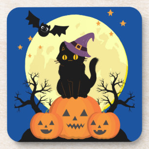 Dessous de verre Halloween Éffrayant Chat Noir Jeu