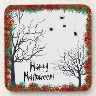 Dessous-de-verre Halloween Feuilles D'Automne Arbres Gnaires Araign