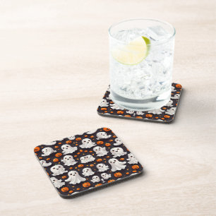 Dessous-de-verre Halloween Ghost et Citrouille Beverage Coaster