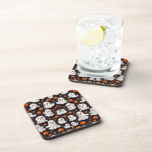 Dessous-de-verre Halloween Ghost et Citrouille Beverage Coaster (Côté Droit)