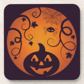 Dessous-de-verre Halloween Jack-o'-lantern citrouille visage et ara (Devant)