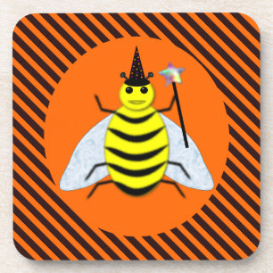 Dessous-de-verre Halloween Magic Bee Sorcière orange et noir