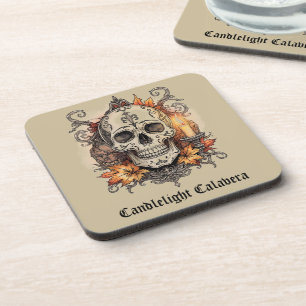Dessous-de-verre Halloween, motif crâne, Calavera à la bougie