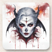 Dessous-de-verre Halloween mystique Vampire femme Aquarelle (Devant)