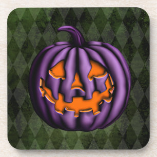 Dessous-de-verre Halloween violet Citrouille Grunge vert
