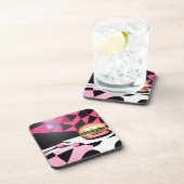 Dessous-de-verre Hamburger de style rétro rose (Côté Droit)