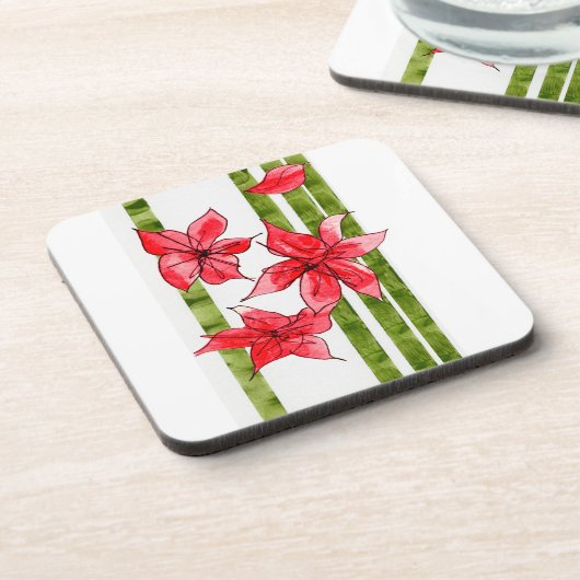 DESSOUS-DE-VERRE HAND DRAWN POINSETTA COASTER (Côté gauche)