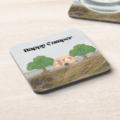 Dessous-de-verre Happy Camper avec un camper dans les arbres sur un (Côté gauche)