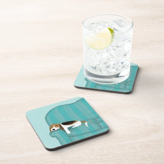 Dessous-de-verre Happy Canapé Chien - Beau Beagle dormir | Art pour (Côté Droit)