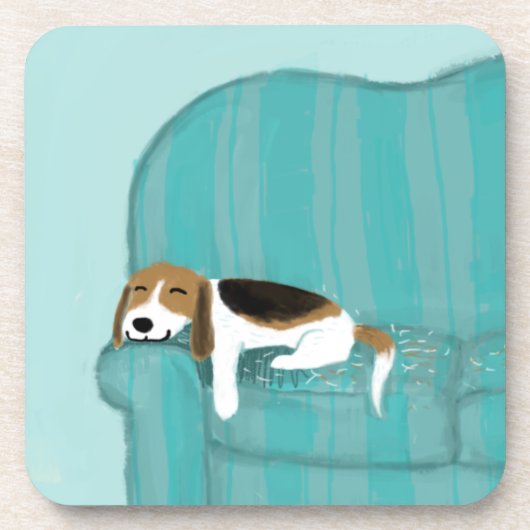 Dessous-de-verre Happy Canapé Chien - Beau Beagle dormir | Art pour (Devant)