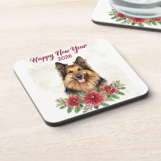 Dessous-de-verre Happy New Year 2026 Dog Theme Coasters (Côté gauche)