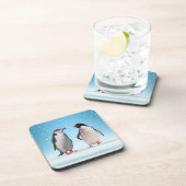 Dessous-de-verre Happy Penguin Couple and Hearts (Côté Droit)