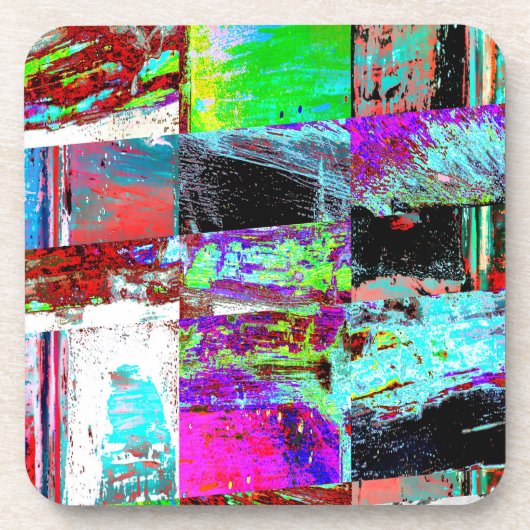 Dessous-de-verre Hard Plastic Coaster – Abstract Grid (Devant)