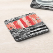 Dessous-de-verre Hard Plastic Coaster – Red Pulse Abstract Design (Côté gauche)