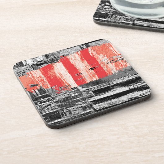Dessous-de-verre Hard Plastic Coaster – Red Pulse Abstract Design (Côté gauche)