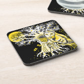 Dessous-de-verre Hard Plastic Coaster – Urban Tree Owl & Wealth  (Côté gauche)