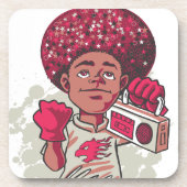 Dessous-de-verre Hard Plastic Coaster – YOUTH Power Afro & Boombox  (Devant)